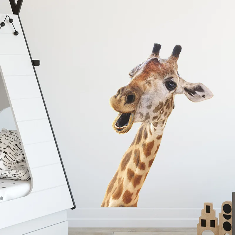 Cute Giraffe Kids Wall Stickers for Nursery Play Room Kindergarten Decoration PVC Decals Removable Transparent Frosted DIY Mural