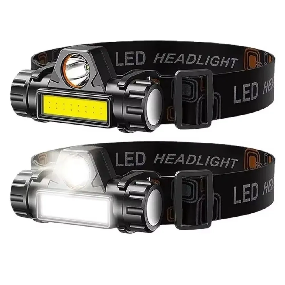 Portable Rechargeable LED Headlamp Super Bright Waterproof COB LED Headlamp Adjustable Powerful Light Head Torch Hiking