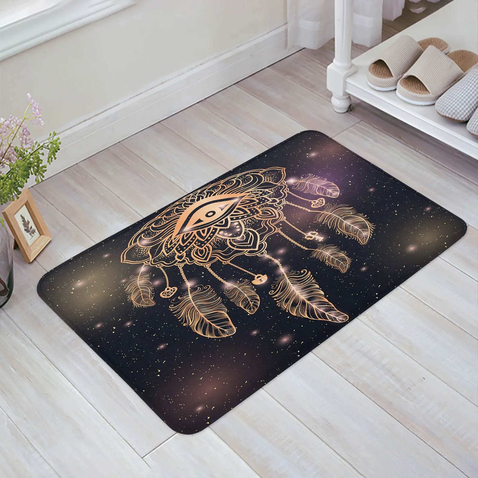 Feather Line Flower Eye Bathroom Bath Mat Carpet Bathtub Floor Rug Shower Room Doormat Kitchen Entrance Pad Home Decor