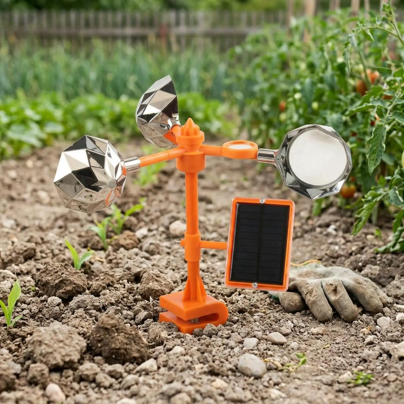 Bird Deterrent Device Solar Reflective Windmill Clamp Mounted Outdoor Pigeon Repellent for Farmland Yard view 3