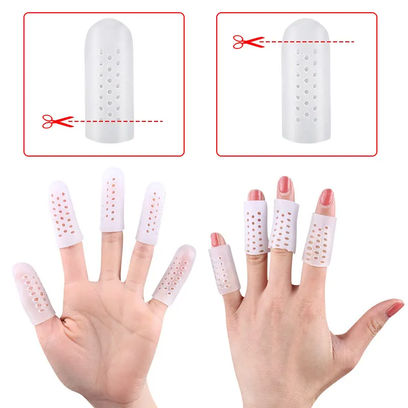 10Pcs=5Pairs Finger Foot Care Toe Tube Protector Silicone Gel Bunion Corrector Separator Stretchers Corns Blisters Pain Relief