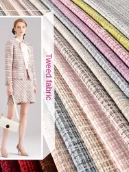 Tela gruesa de Tweed por metros para costura de vestidos, abrigo, bolso, trajes, faldas, tela de costura Diy, antiarrugas, suave, rosa, azul, negro
