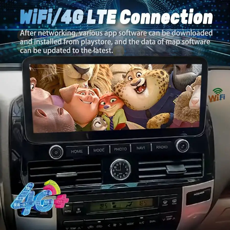 12.3 Android14 راديو السيارة لتويوتا لاند كروزر برادو 120 3 III لكزس GX470 GX 470 J120 2002 - 2009 مشغل فيديو الوسائط المتعددة #2