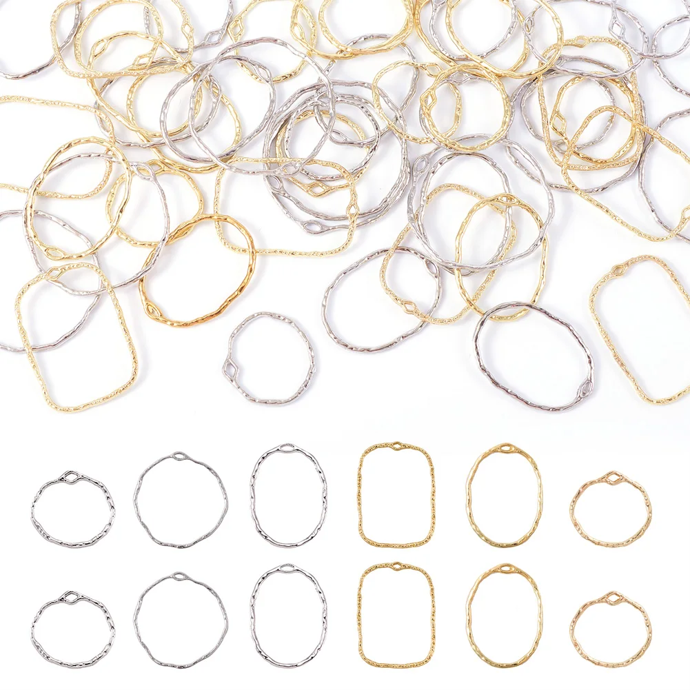 

10pcs Hollow Geometric Alloy Open Back Pendants Open Pressed Resin Bezel Frame Charms for Earring Necklace DIY Jewelry Making
