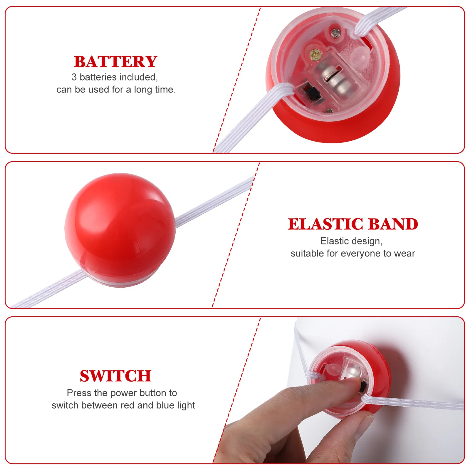 5 قطعة متوهجة الأحمر مهرج الأنف الإبداعية تأثيري الدعائم هالوين عيد الميلاد حفلة أداء ملحق مهرج الأنف الدعامة