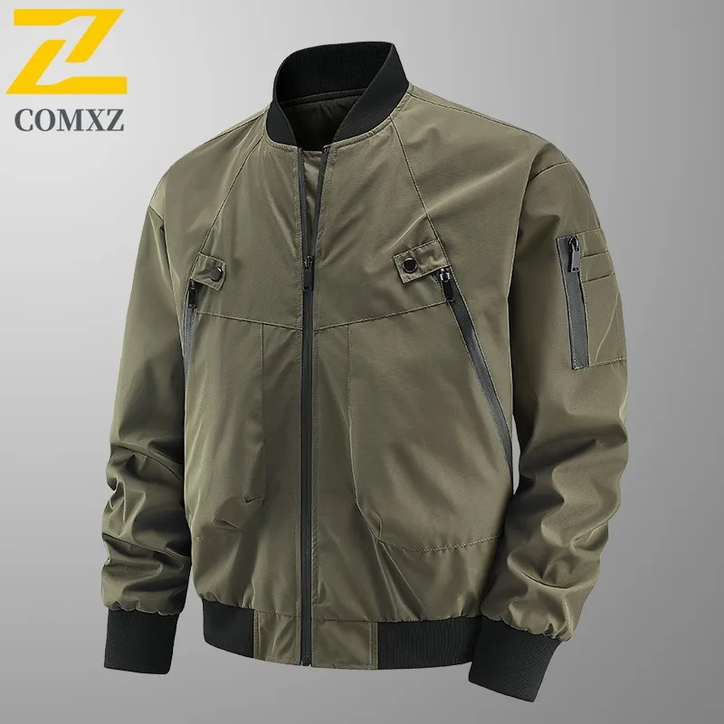 COMXZ Autumn Men New Streetwear Handsome Slim Fit Casual Baseball Collar Windproof Waterproof Workwear Youth Jacket Work Jacket