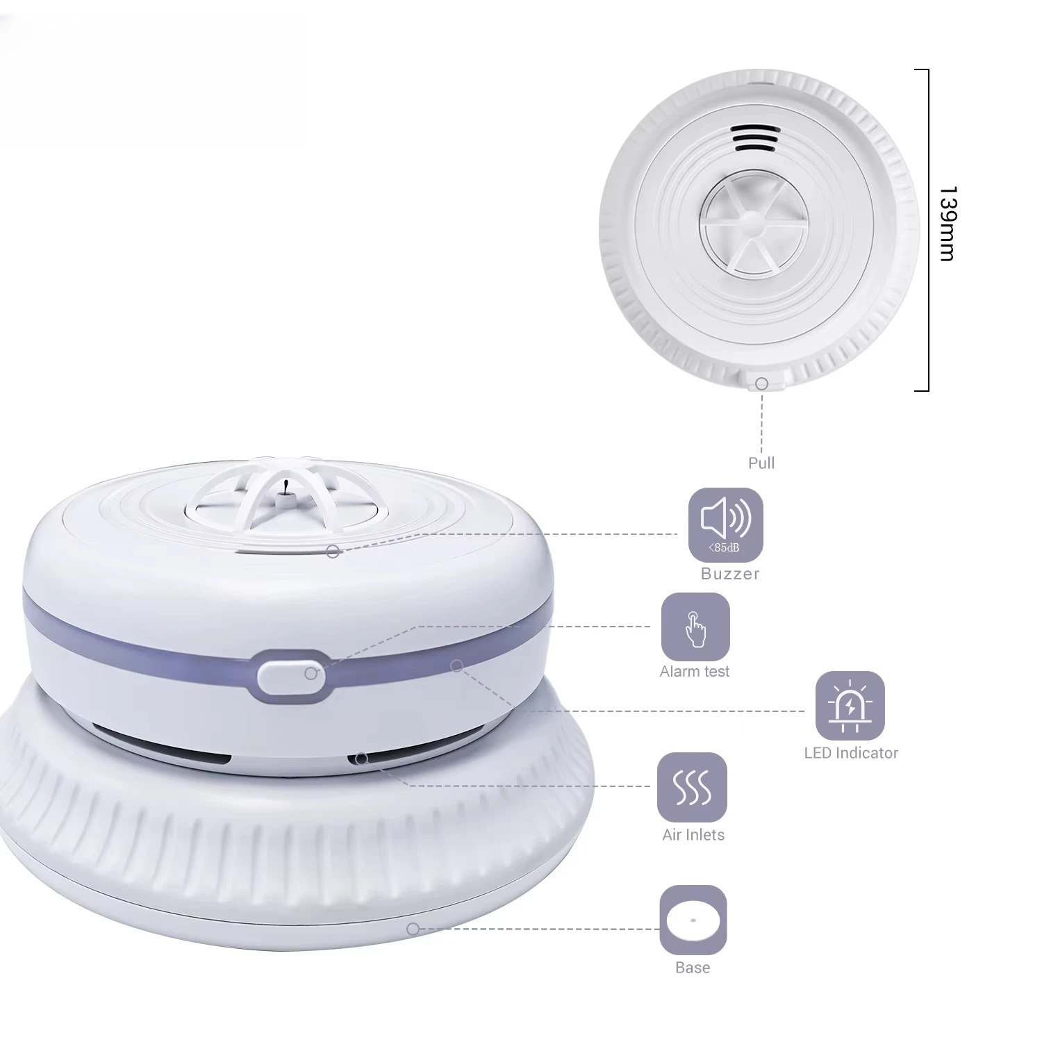 

AC 220V-240V Heat Alarms BS5446 Hardwired Interconnected 10 Years Back up 10 YEARS Battery Heat Detector