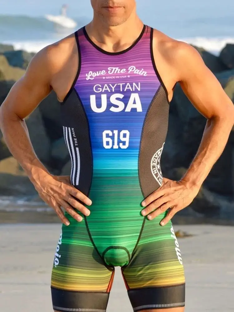 AliExpress Love The Pain Men's Sleeveless Suits Outdoor Road Bike MTB Jumpsuit Ciclismo Swimsuit Custom Triathlon Running Speed Trisuit