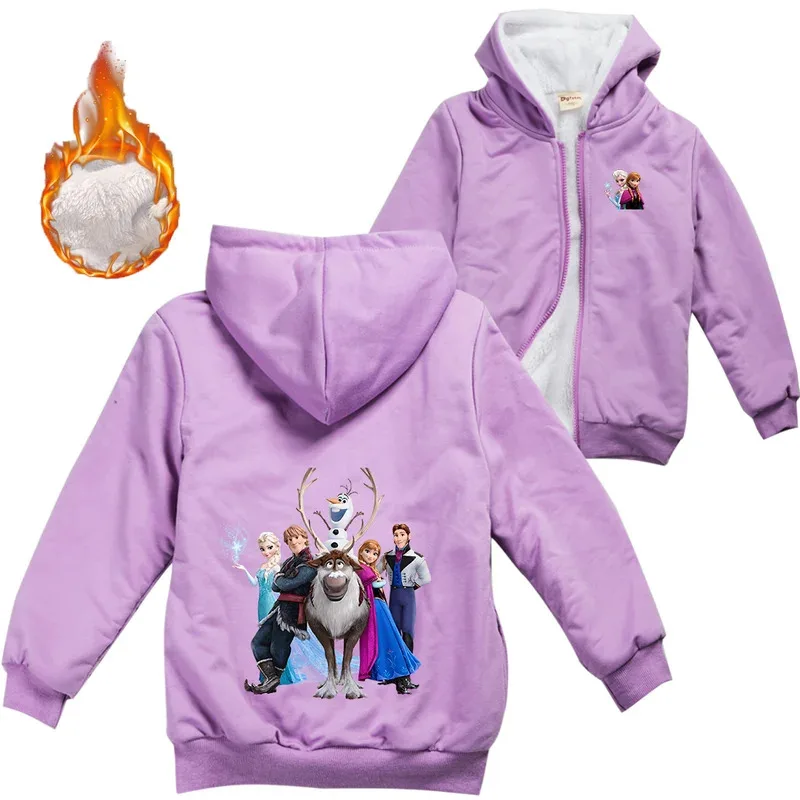 L2025l هالوين المجمدة إلسا آنا الشتاء سميكة بنين بنات مع سستة معاطف الدفء هوديس جاكيتات الأطفال ملابس خارجية غير رسمية