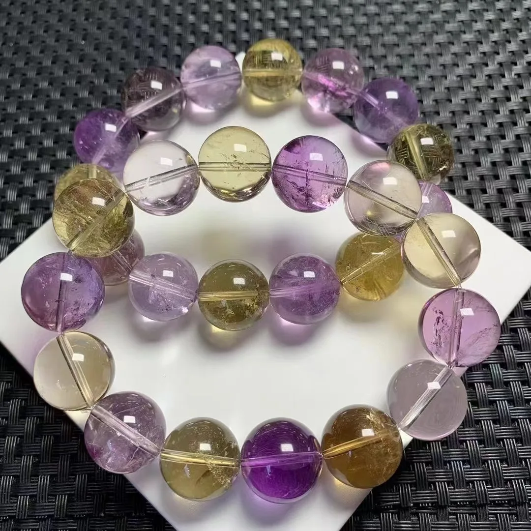 16MM Natural Amethyst Citrine Ametrine Bracelet Charms Handmade High Quality Crystal Healing Fashion Jewelry Gift 1PCS