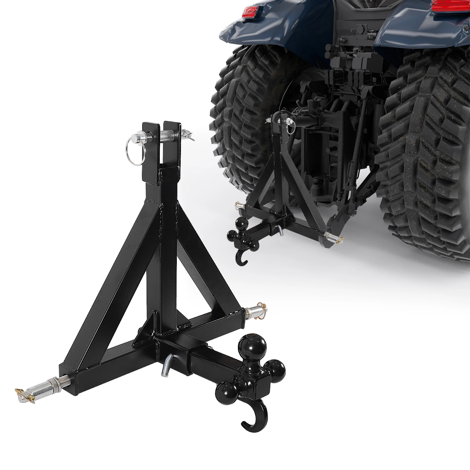 

Универсальный сверхмощный адаптер для дышло Съемный 3-точечный 2-дюймовый приемник сцепного устройства + 3-шаровой трактор категории один для BX Kubota