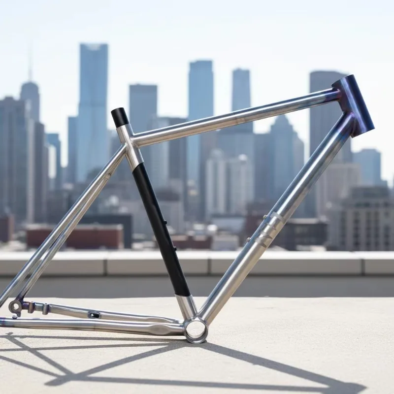 

700c Titanium Road Bike Frame With Carbon Fiber Seattube Disc Brakes For Racing Lightweight Aerodynamic Bicycle Frame Parts