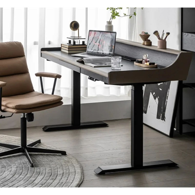Italian minimalist smart desk electric lifting table legsShu Computer desk household saddle leather