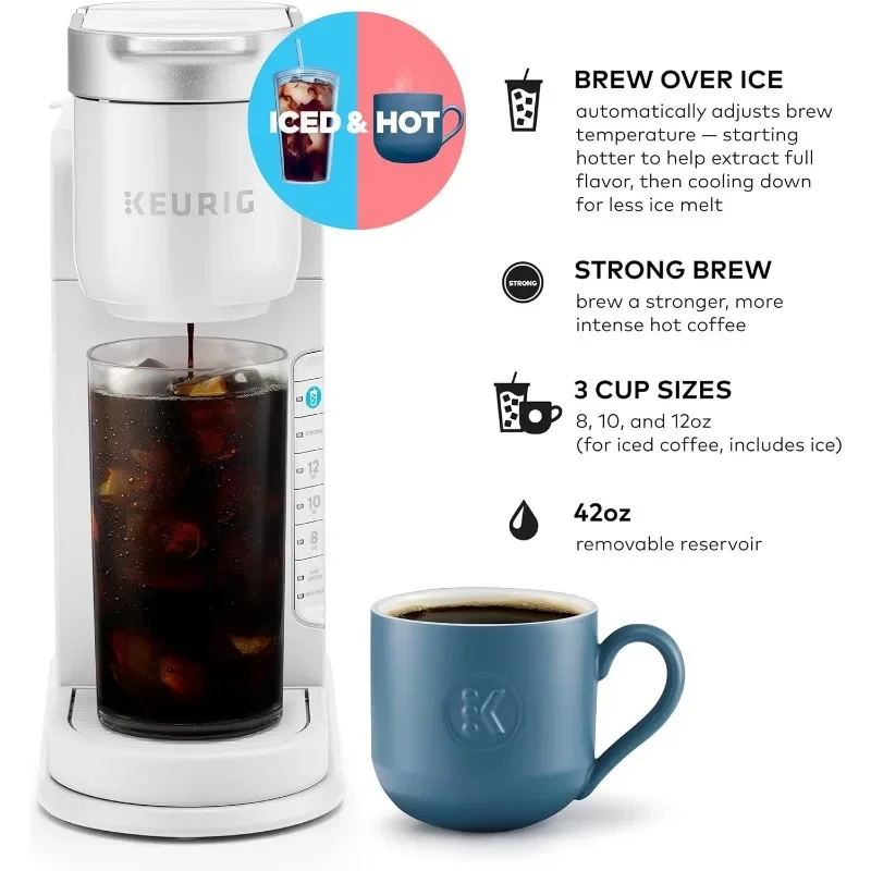 Single Serve Coffee Maker, K-Cup Pod Iced Coffee Maker, With Hot and Cold Coffee Capabilities,  White