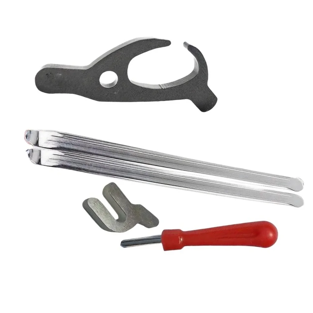 High Carbon Steel 5-Piece Vacuum Tire Installation Kit Includes for 2 Tire Levers for 2 Clips 1 Valve Core Wrench for Home and
