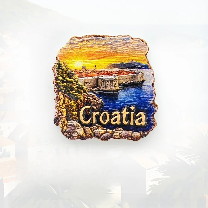 مغناطيس ثلاجة Dubrovnik Old Town - تذكار كرواتي ثلاثي الأبعاد لديكور المدينة بجدار القرون الوسطى هدية أدرياتيكية فريدة مع مغناطيس قوي #1