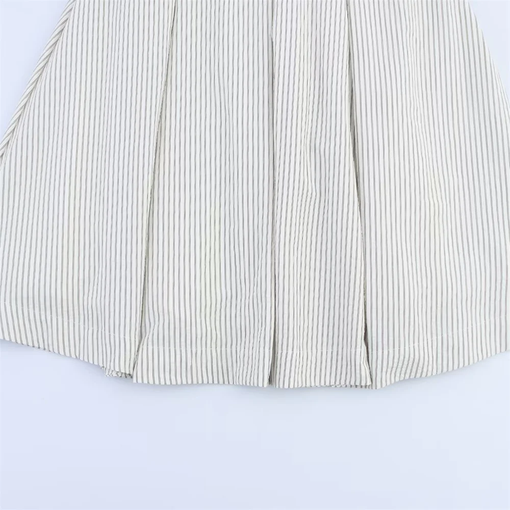 gonna slim fit a vita alta di media lunghezza a righe con decorazione a bottoni, nuova versione standard estiva da donna