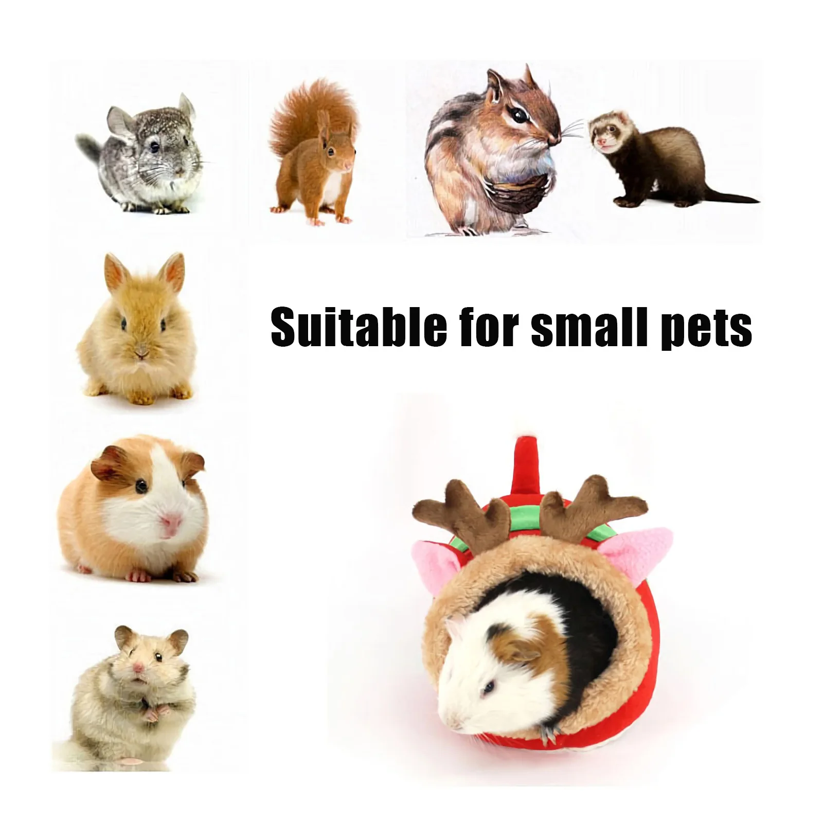 

Mini Pet Nest Christmas Elk Design Warm Cotton Hamster Bed Pet Cushion for Claw Grinding Exercise Sleep Hamster Bed