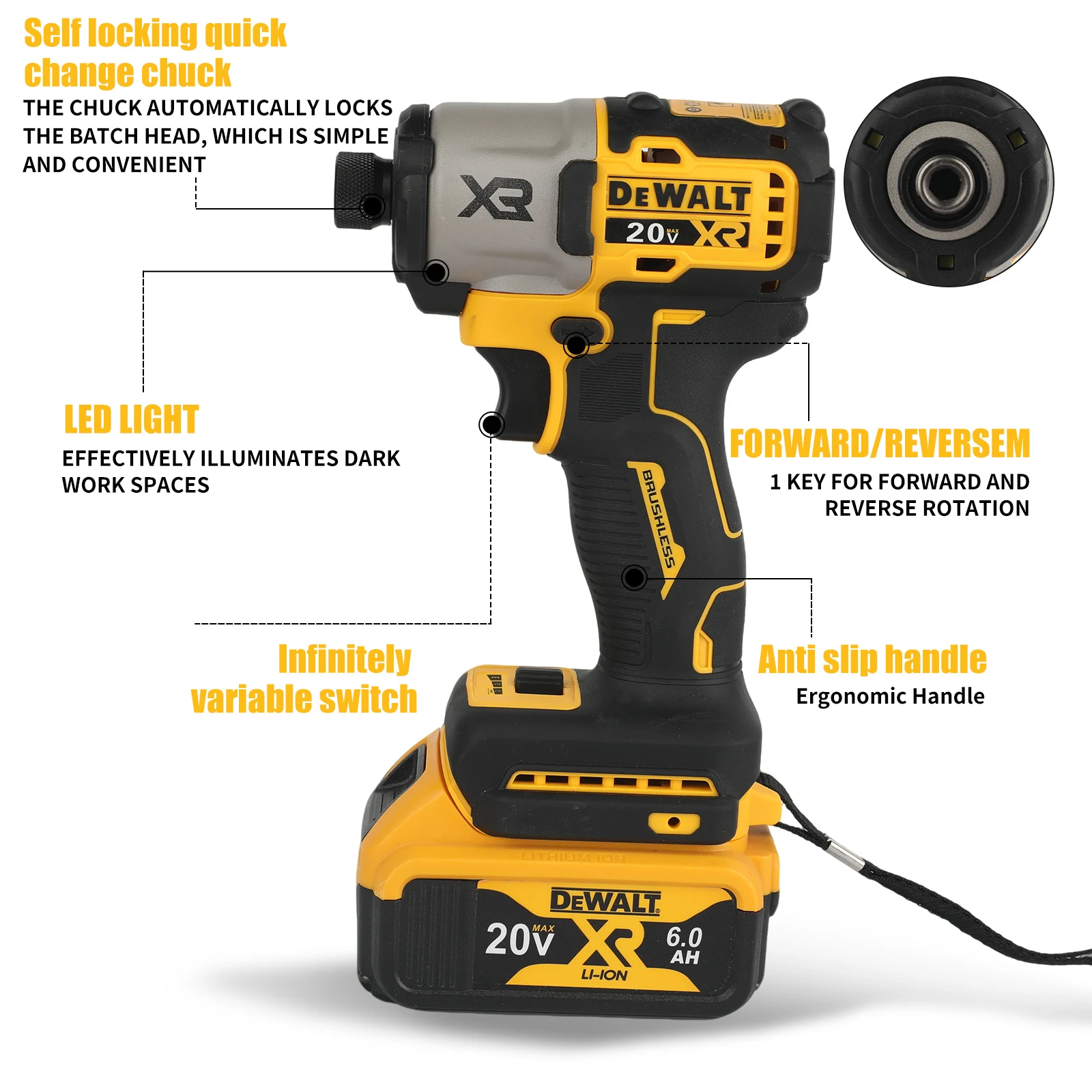 20V DEWALT DCF845 Impact Screwdriver 4200IPM Impact Rate Compact Body Household Installation Equipment