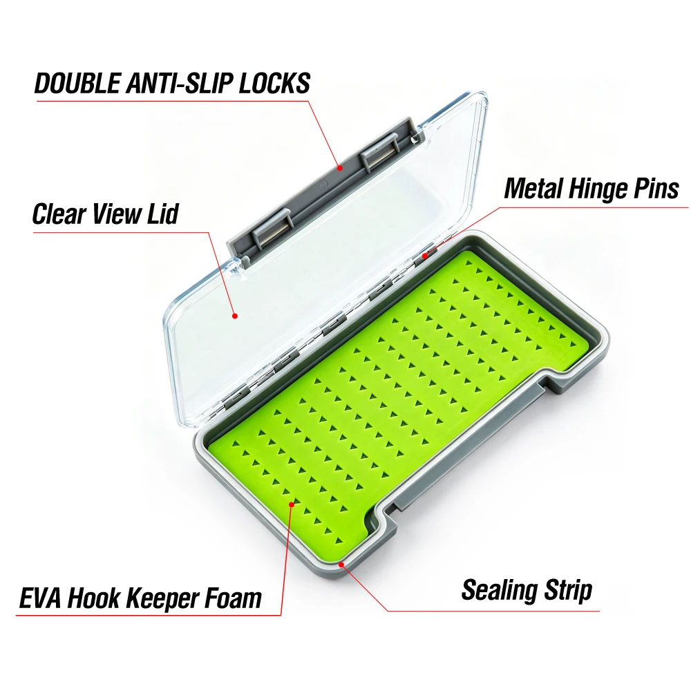 Waterproof Fly Fishing Box EVA Foam Insert Micro Lure Storage Case Clear View Lid