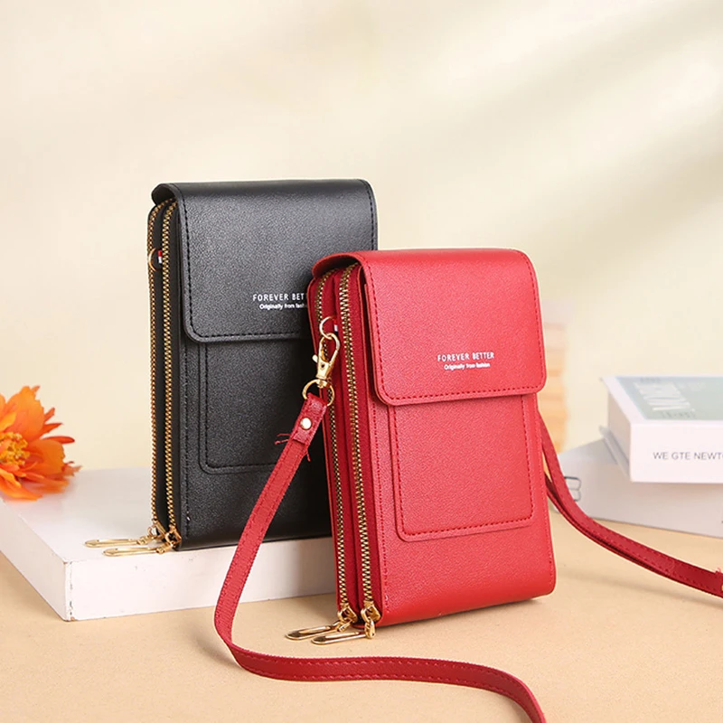 1Pc Women\'s Handbag Touch Screen Cell Phone Purse Shoulder Bag Female Small Wallet Soft Leather Crossbody Bags Of Women