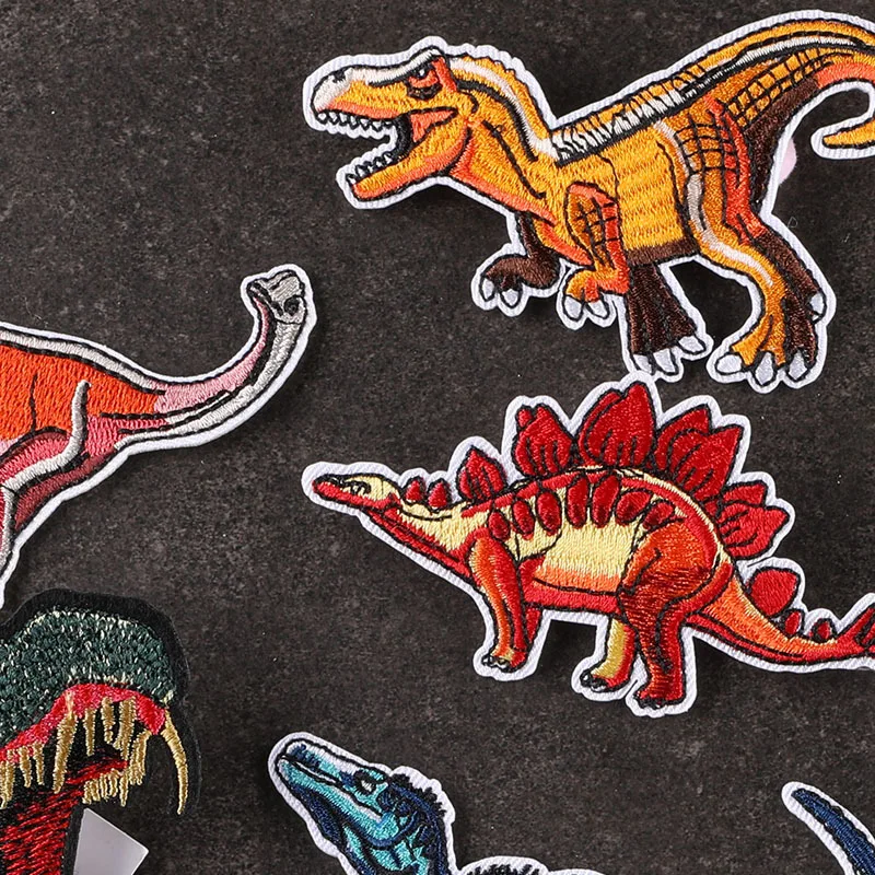 Iron On Patches For Clothes Embroidered Fusible Thermoadhesive Boys Baby Sew Thermocollant Stitch Designer Embroidery Dinosaur