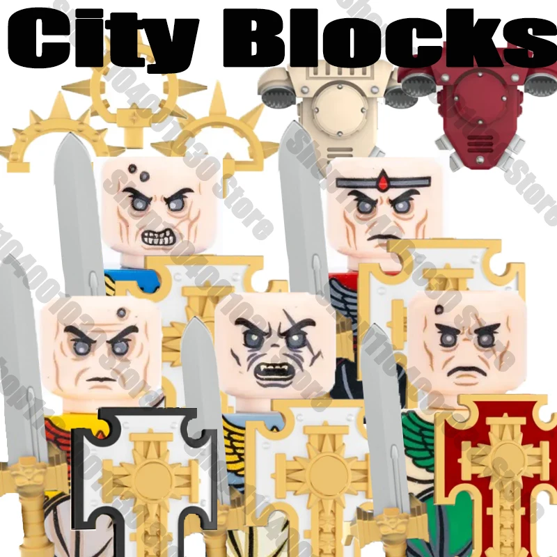 MOC City Street View Game Soldier Figures Building Blocks Army Warrior Guard Infantry Accessories Shield Sword Weapon Bricks Toy