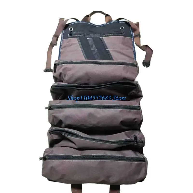 

Y6GD Waxed Canvas Tool Roll Organizers Bag with 15 Pockets for Efficient Organization and Quick Deployment Outdoor Adventures