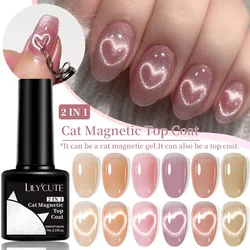 LILYCUTE 7ML 2 IN 1 Sparking Cat Magnetic Gel Top Coat Glitter Snowlight Magnetic Gel Nail Polish Semi Permanent UV Gel Varnish