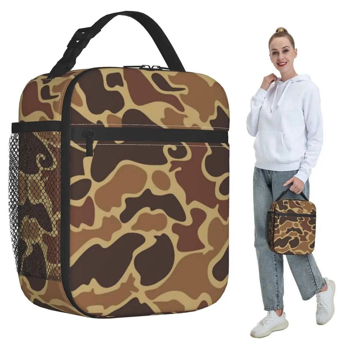 

Duck Camo Insulated Lunch Bag for Women Office Cooler Thermal Food Box Tote Leakproof Lunch Boxes Container