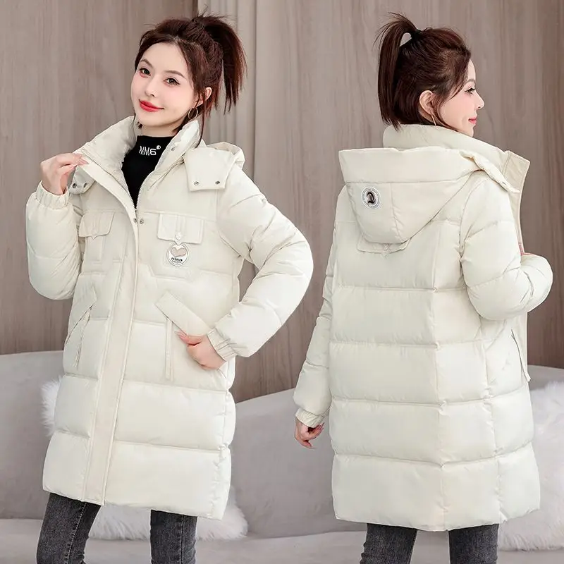Women's Cotton Coat Mid-length Parkas Winter Warm New Puffer Jacket Down Cotton Jackets for Women Hooded Long-sleeved Top Thick
