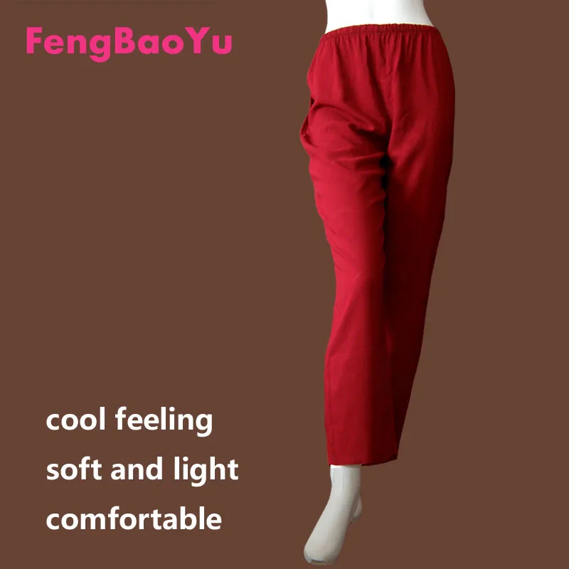 

Fengbaoyu Cotton Silk Women's Long Pants Summer Home Leisure Pants Sleeping Pants Cool and Breathable, Absorbs Sweat
