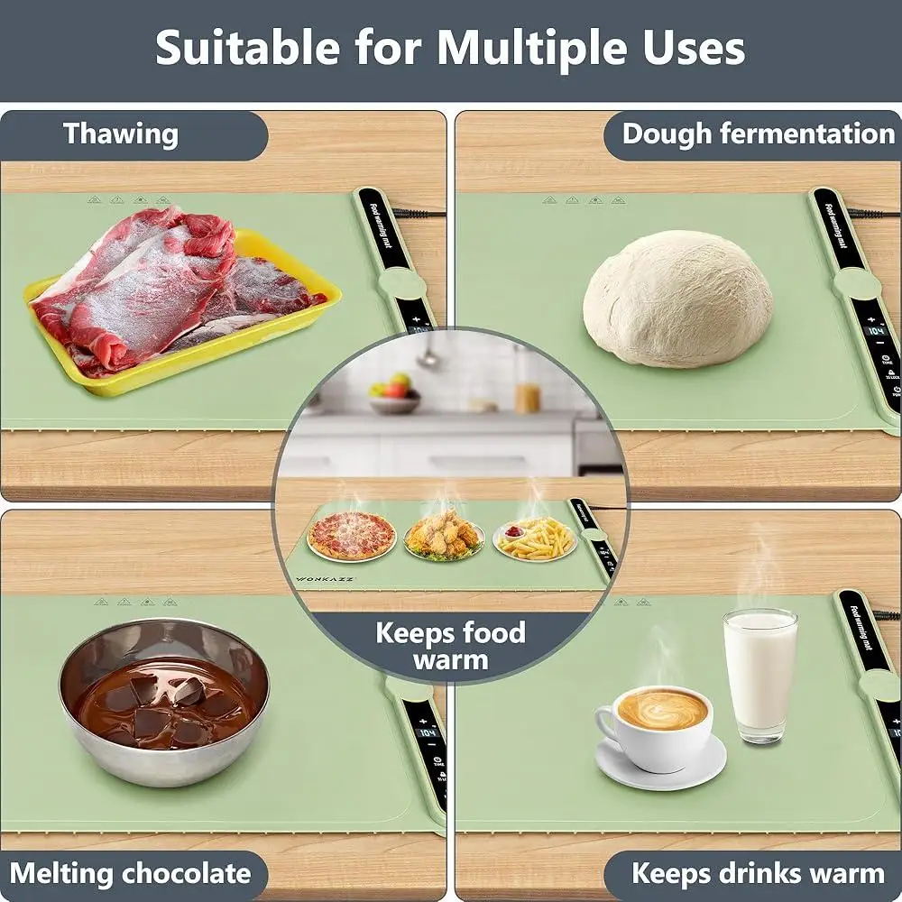 Electric Food Warming Mat Rapid Heating Tray with 9 Temperature Levels 6 Hour Timer Silicone Food Warmer Cooking Accessories