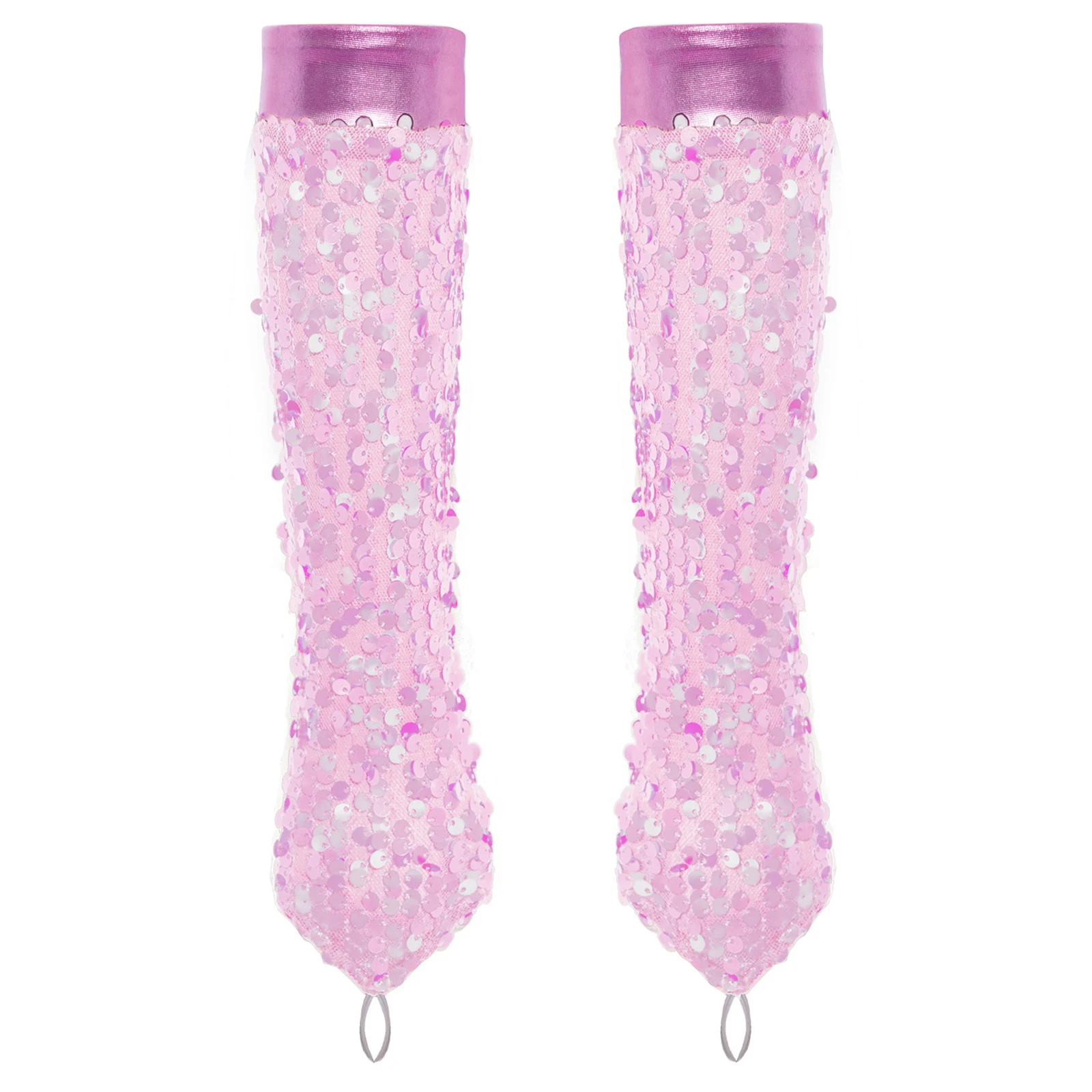 1Pair Kids Girls Party Gloves Sparkling Sequins Gloves Fingerless Mittens Performance Dancewear Jazz Dance Costume Accessories