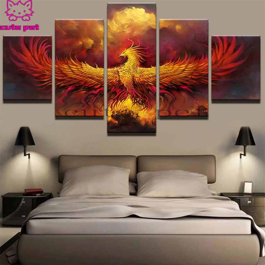 New diamond Abstract phoenix bird  embroidery mosaic diamond paintings full square round drill stitch cross rhinestone of