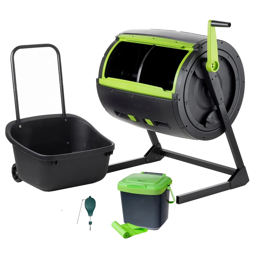 

Two Stage 65 Gal Compost Tumbler with Large Double Doors and Open Frame and Comes with Compost Cart, 1.85 Gal, Customized