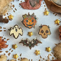 SPOOKY FRIENDS Mini Enamel Pins Witchy Badge Bat Ghost and Candy Corn Glitter Brooch Glitter