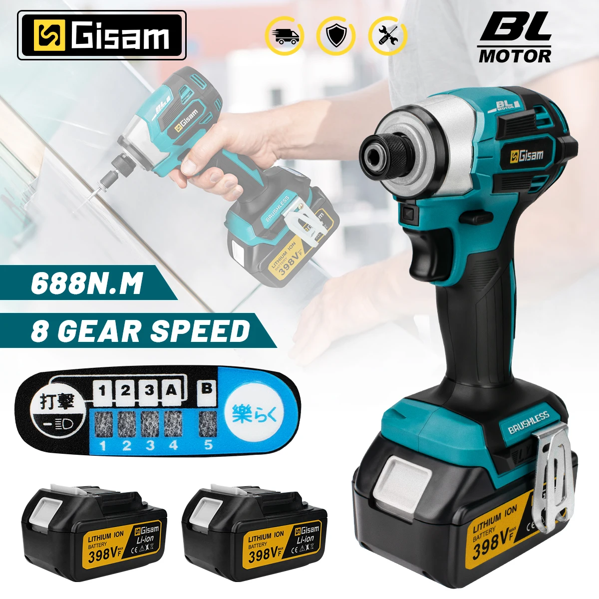 Gismo tournevis à percussion électrique sans fil 688NM outil électrique clé sans brosse Rechargeable Kit de pilote pour broches de batterie Makita 18V