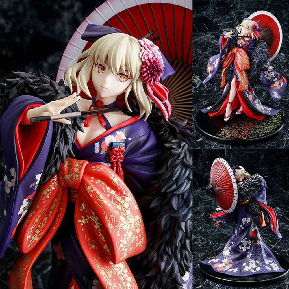 

27CM/10.6IN Fate/Stay Night Kimono Saber Altria Pendragon Mobile Anime Action Figure Model Multi-Jointed Movable Toys Gifts