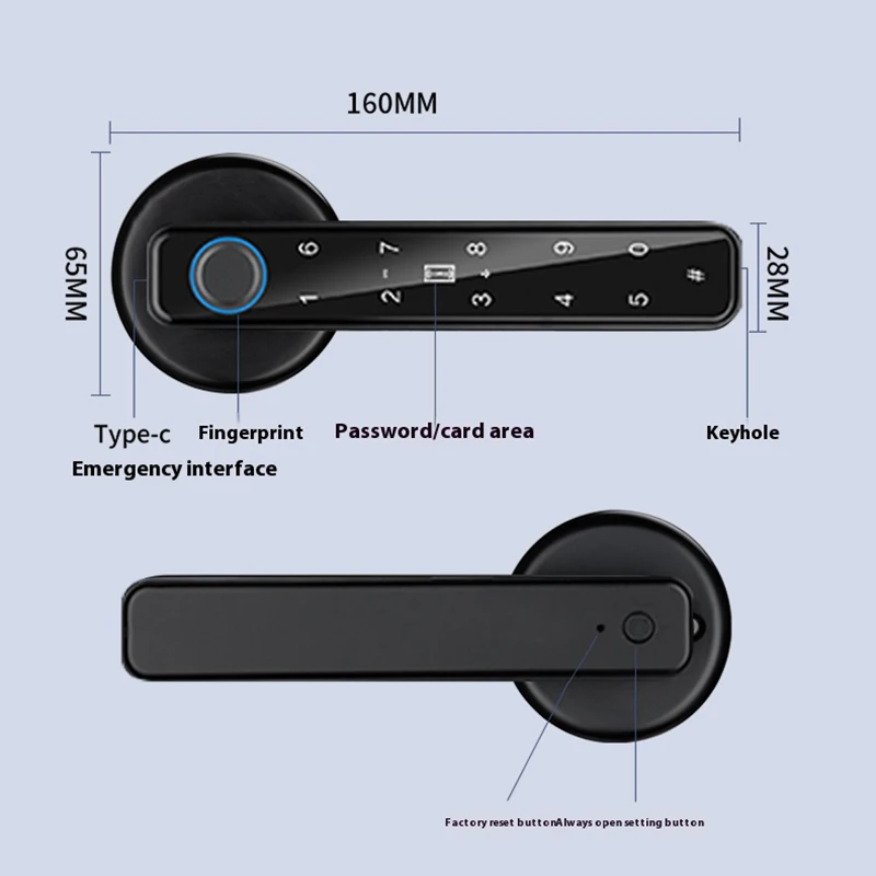 Cerradura de código de huellas dactilares para el hogar, cerradura electrónica inteligente, tarjeta de lectura, cerradura de habitación sin