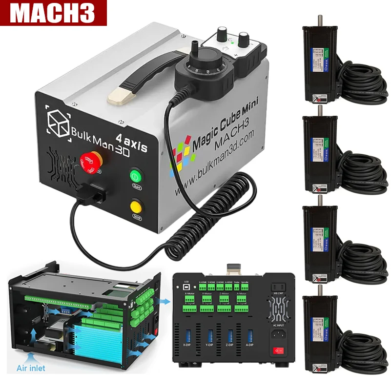 

BulkMan3D UC300 Mach3 4-Axis CNC Controller Box with MPG Handwheel 3N.m Closed-Loop Stepper Motors Plug&Play for CNC Router Mill