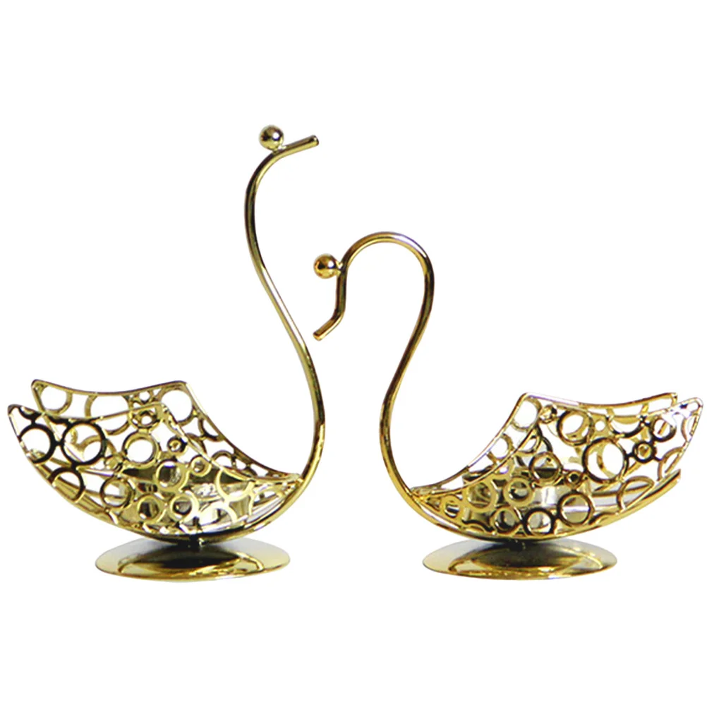 

2Pcs Iron Swan Holders Metal Hollow Candlestick for Tabletop Ornament Retro Holder Decorative Tea Light Stand Home