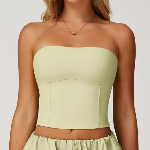 섹시한 Strapless 스포츠 브래지어 피트니스 조끼 가슴 패드 충격 방지 뷰티 백 요가 탑 요가 의류 체육관 의류 자르기 탑을 밀어