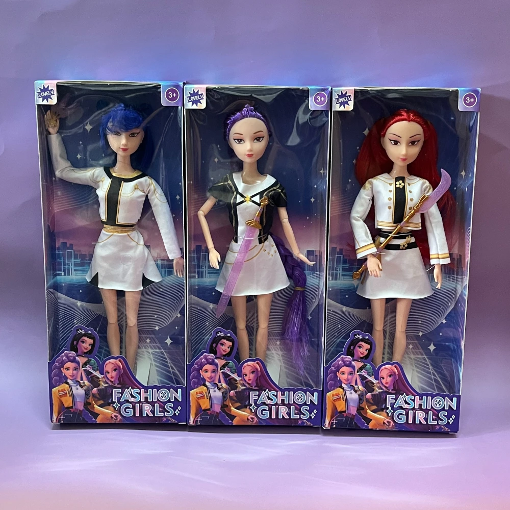 

Hot Kpop Demon Hunters Styles with weapons Mira Rumi Zoey Christmas Humanoid Dolls Articulated Joints with Gift Packaging