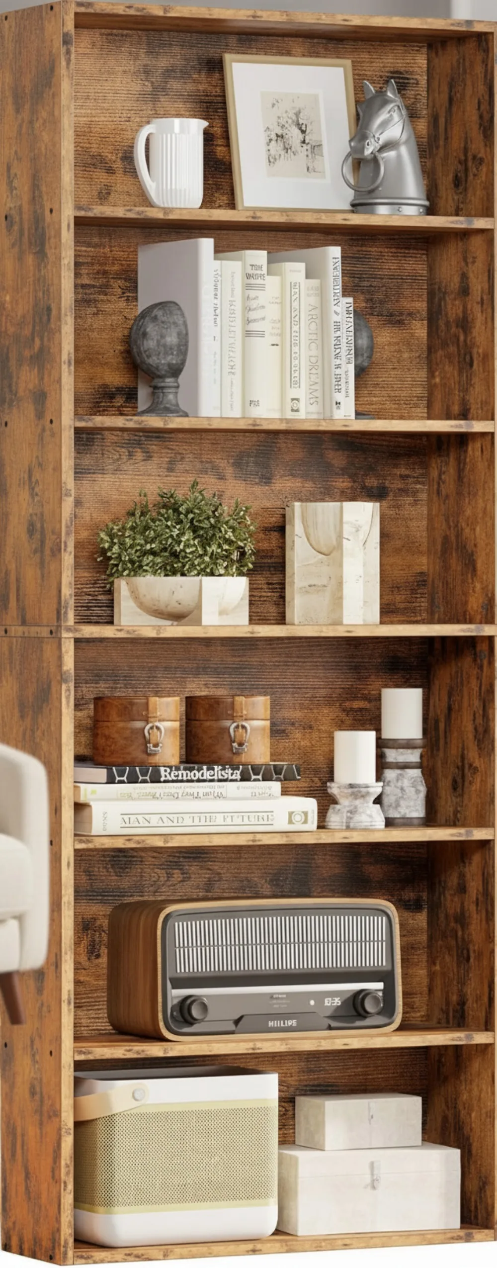 

Vintage Brown 6 Shelf Bookcase, 70 Inch Tall Storage Shelves for Home Office Living Room Bedroom