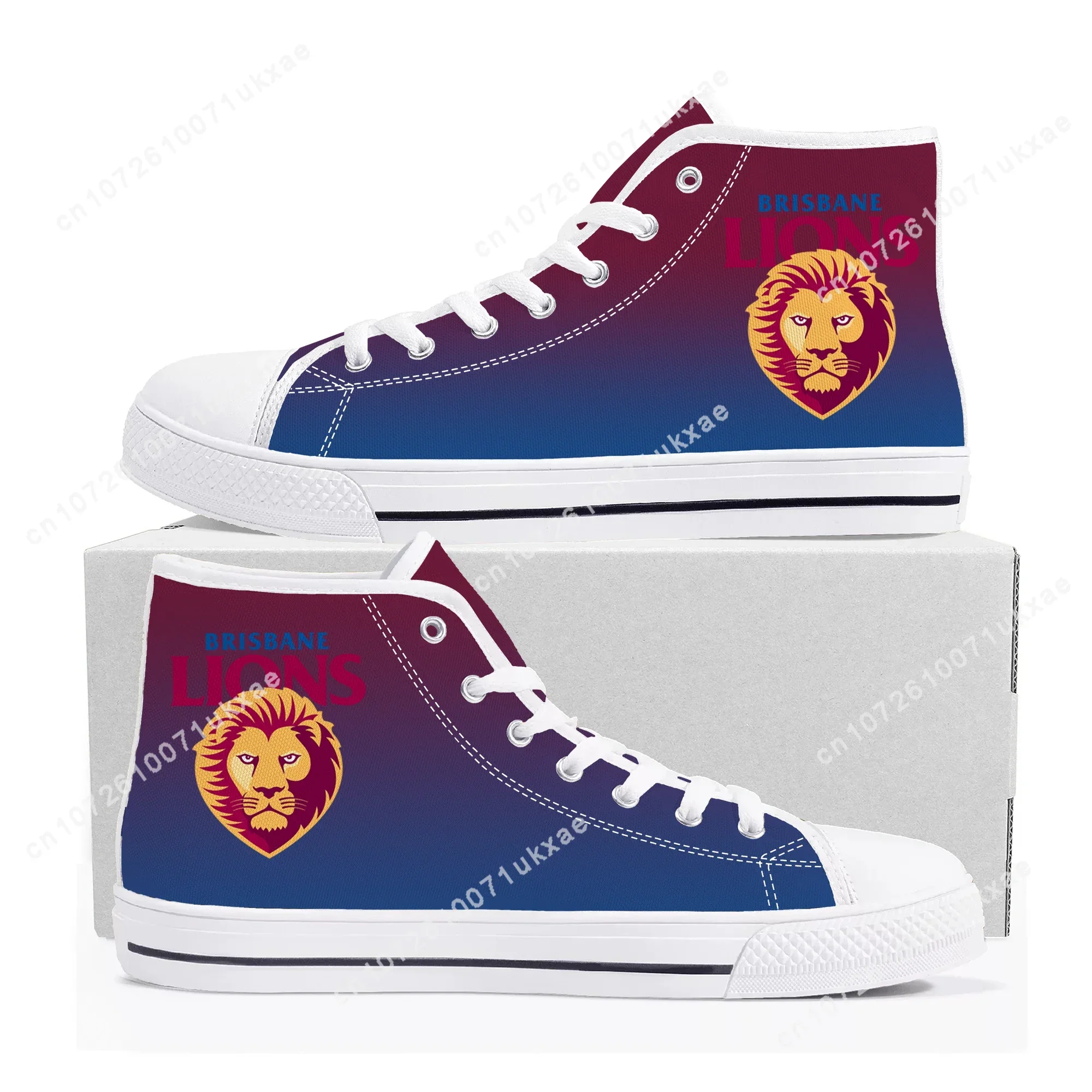 Brisbane Lions Australian Football High Top Sneakers Mens Womens Teenager High Quality Canvas Sneaker Shoe Casual Custom Shoes