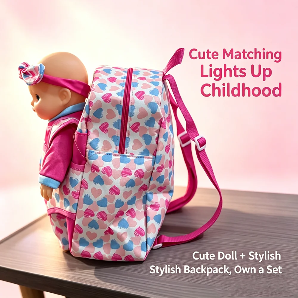Doll Backpack Can Hold 12 Inch Dolls. Hand Withdrawal Backpack Is Suitable for Carrying 12 Inch Dolls and Comes with Doll Access view 6