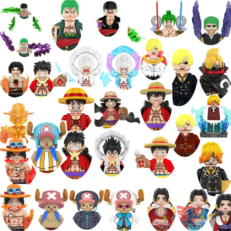 Bloques de construcción de dibujos animados de la serie de Anime japonés, Mini figuras, cabezas, juguetes para niños, Luffy, Zoro, X0356, Gol D Roger