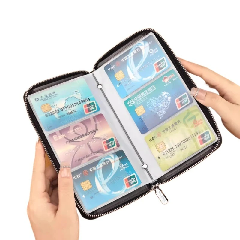 60 Slots Zipper Multifunctional Card Holder Wallet for Women Men Large Capacity RFID Blocking ID Organizer Cards Organizer Bag