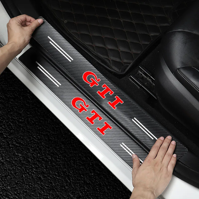 

Carbon Fiber Car Door Sill Protector Threshold Stickers Emblem For VW GTI Polo Tiguan Passat Golf Jetta Lavida Skoda Octavia